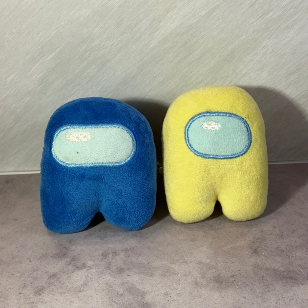 Among Us Plush Lot of 2 Blue Yellow Mini‎ Crewmate Plushies Toys